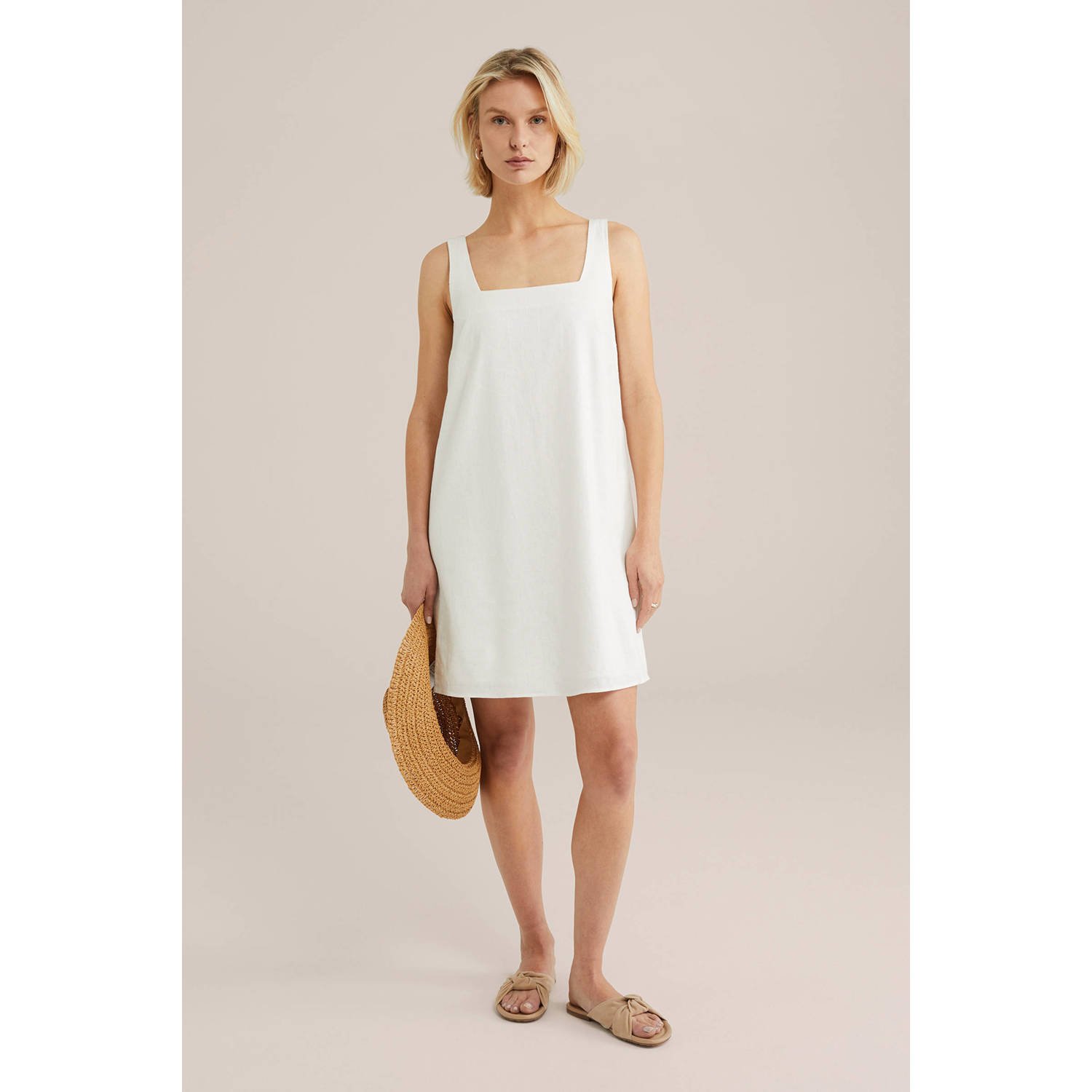 WE Fashion linnen zomerjurk wit