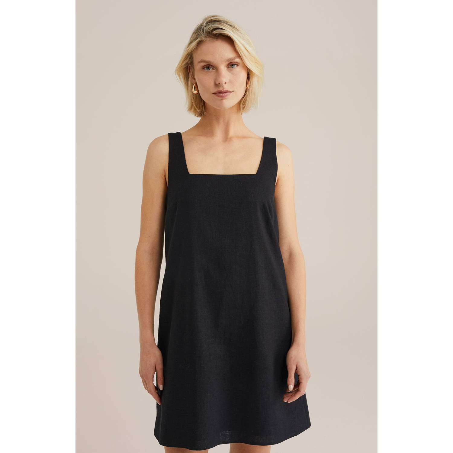 WE Fashion linnen zomerjurk zwart
