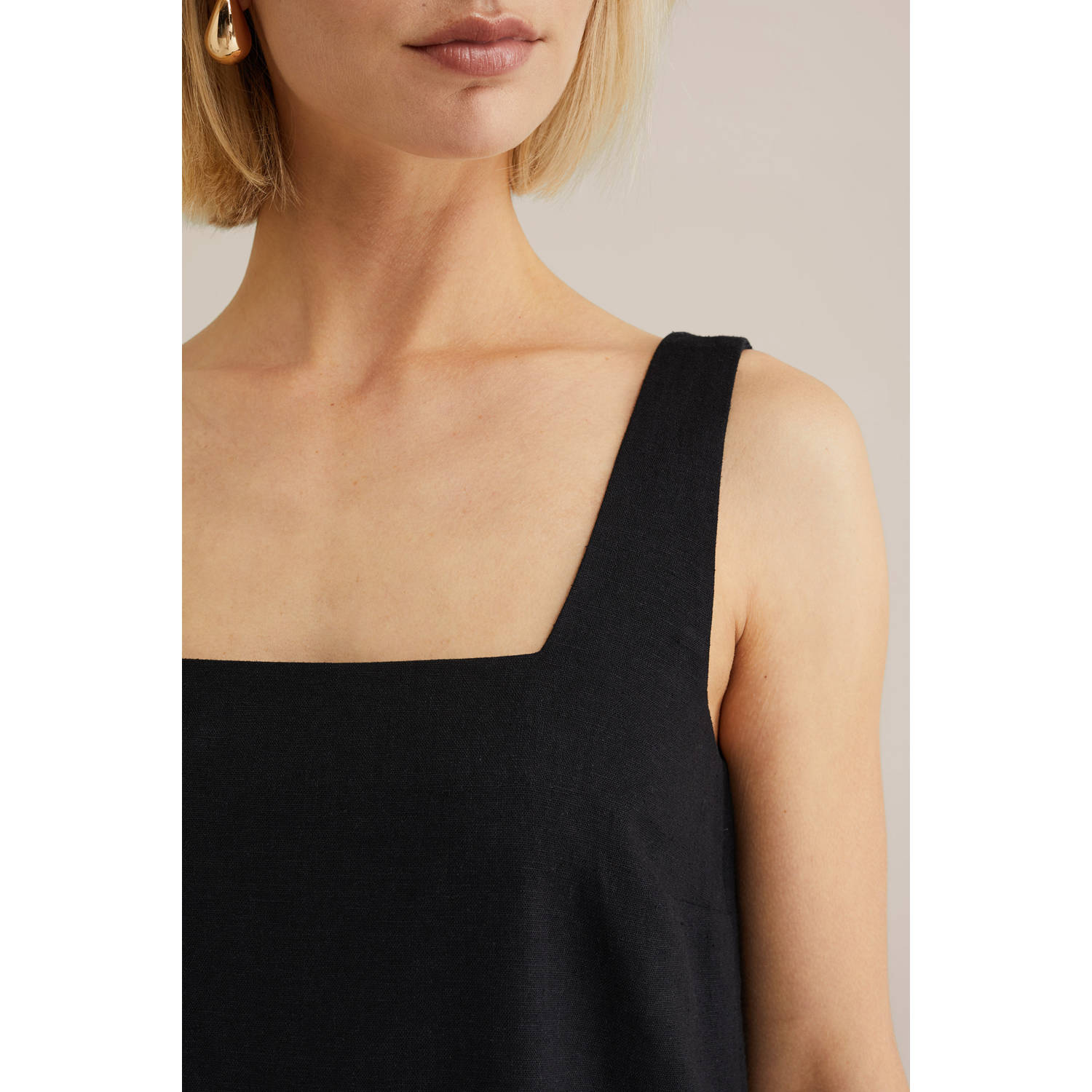 WE Fashion linnen zomerjurk zwart
