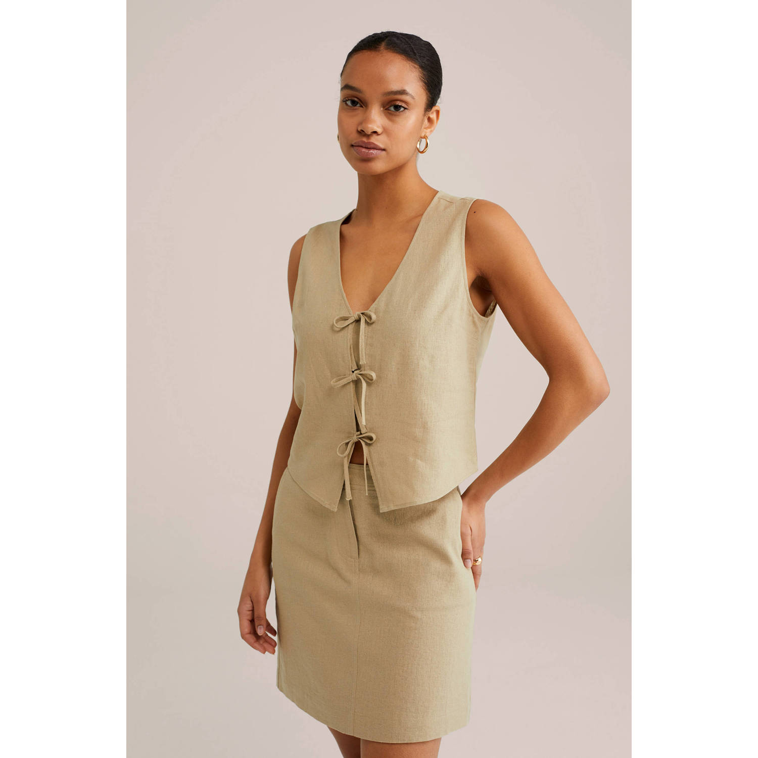 WE Fashion linnen top beige