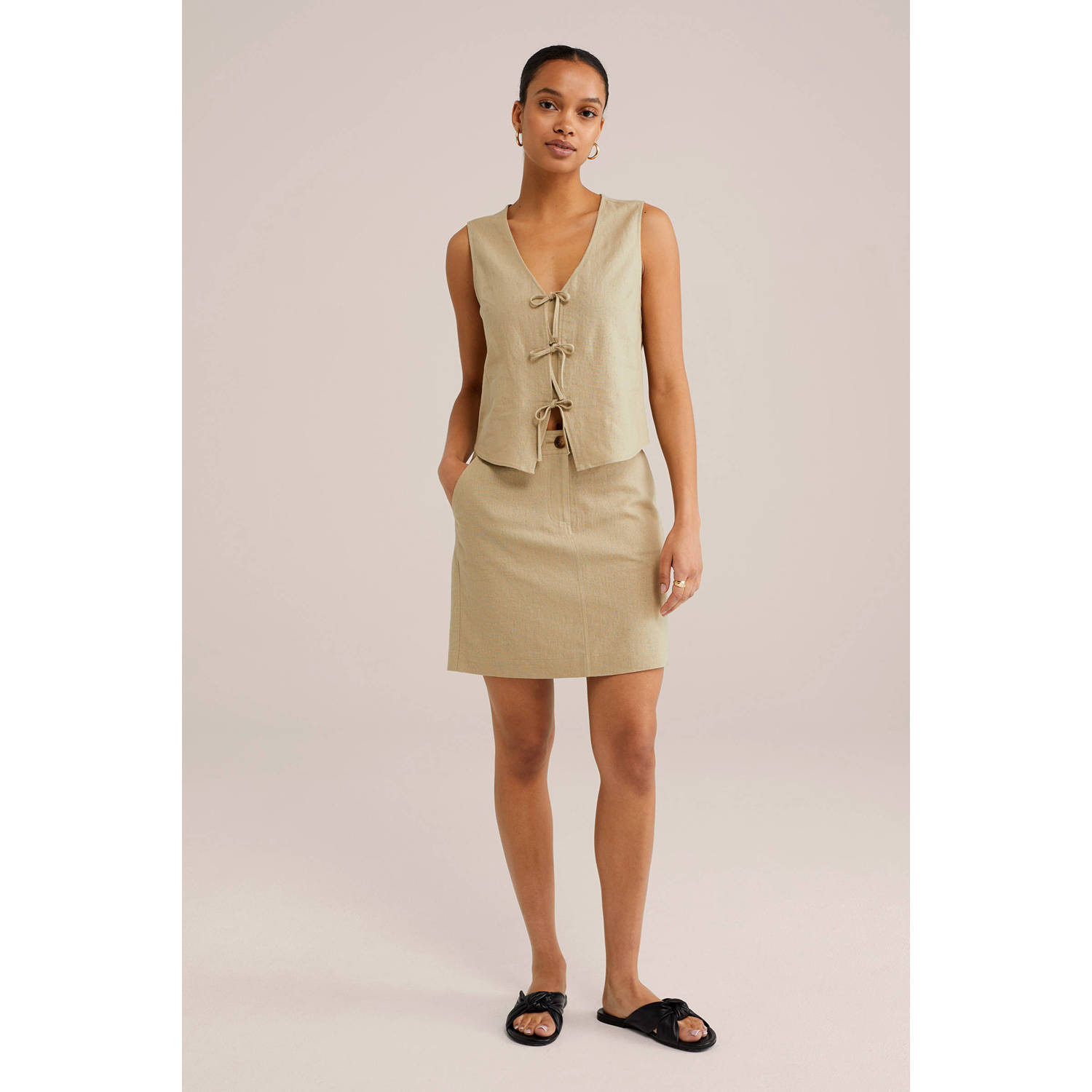 WE Fashion linnen top beige