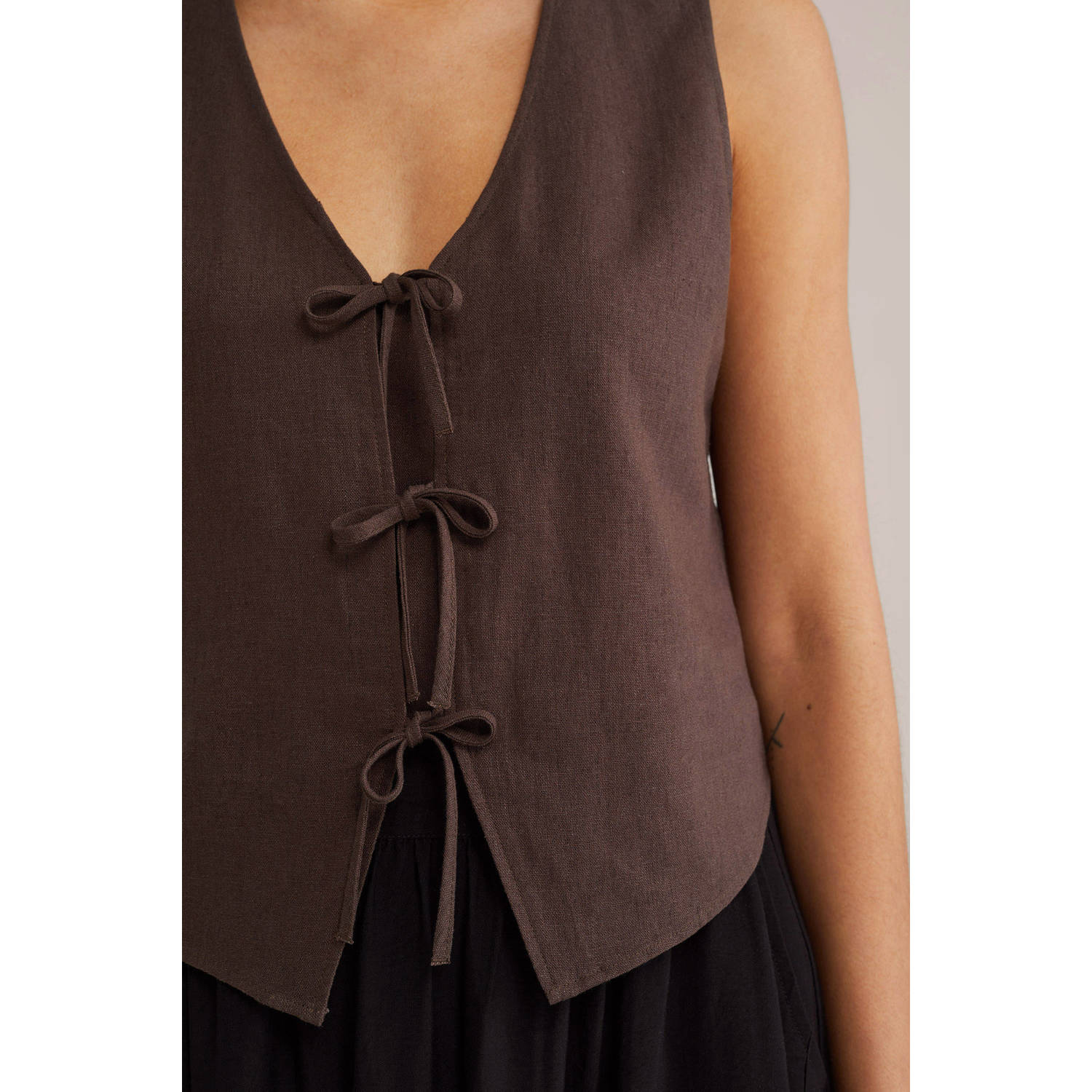 WE Fashion linnen top bruin