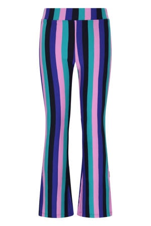 flared gestreepte legging paars