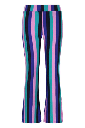 flared gestreepte legging paars