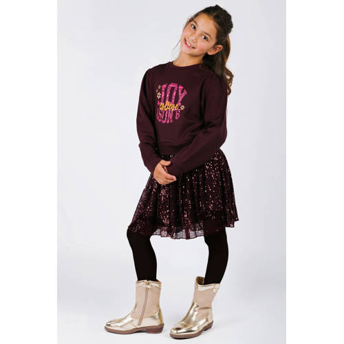 B.Nosy midi jurk met pailletten donkerrood afbeelding