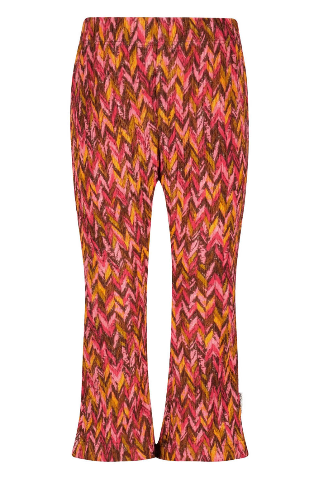 Oranje, bruin en roze meisjes B.Nosy flared legging van polyester met high waist en elastische tailleband