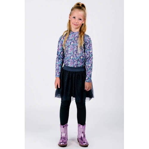 B.Nosy gebloemde midi jurk met glitter paars afbeelding