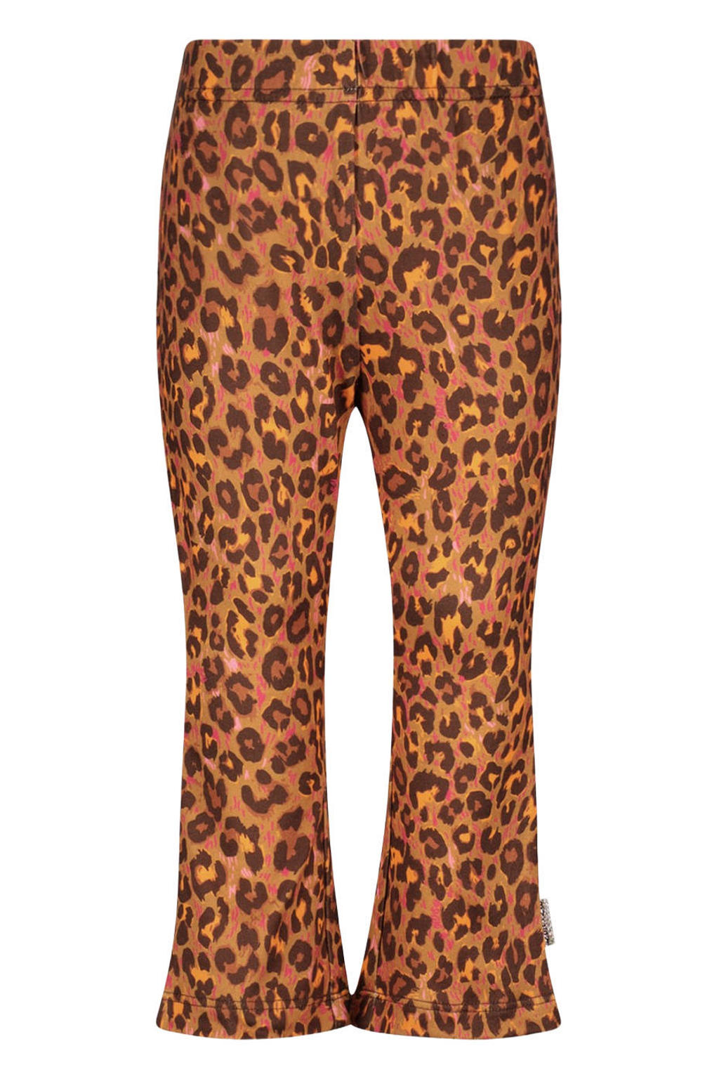 Bruine meisjes B.Nosy flared legging van polyester met high waist, elastische tailleband en dierenprint