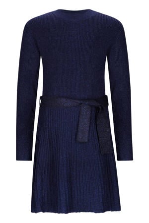 midi jurk rib gebreid donkerblauw