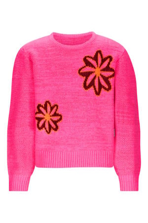 gebloemde sweater roze gebreid