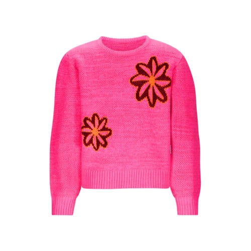 B.Nosy gebloemde sweater roze gebreid afbeelding