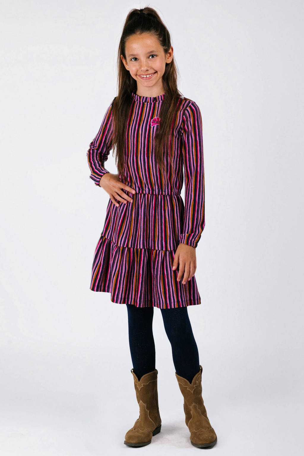 gestreepte midi jurk paars wehkamp