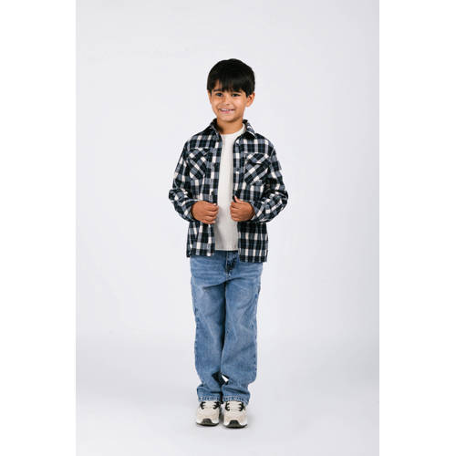 B.Nosy geruit flanellen overshirt donkerblauw afbeelding