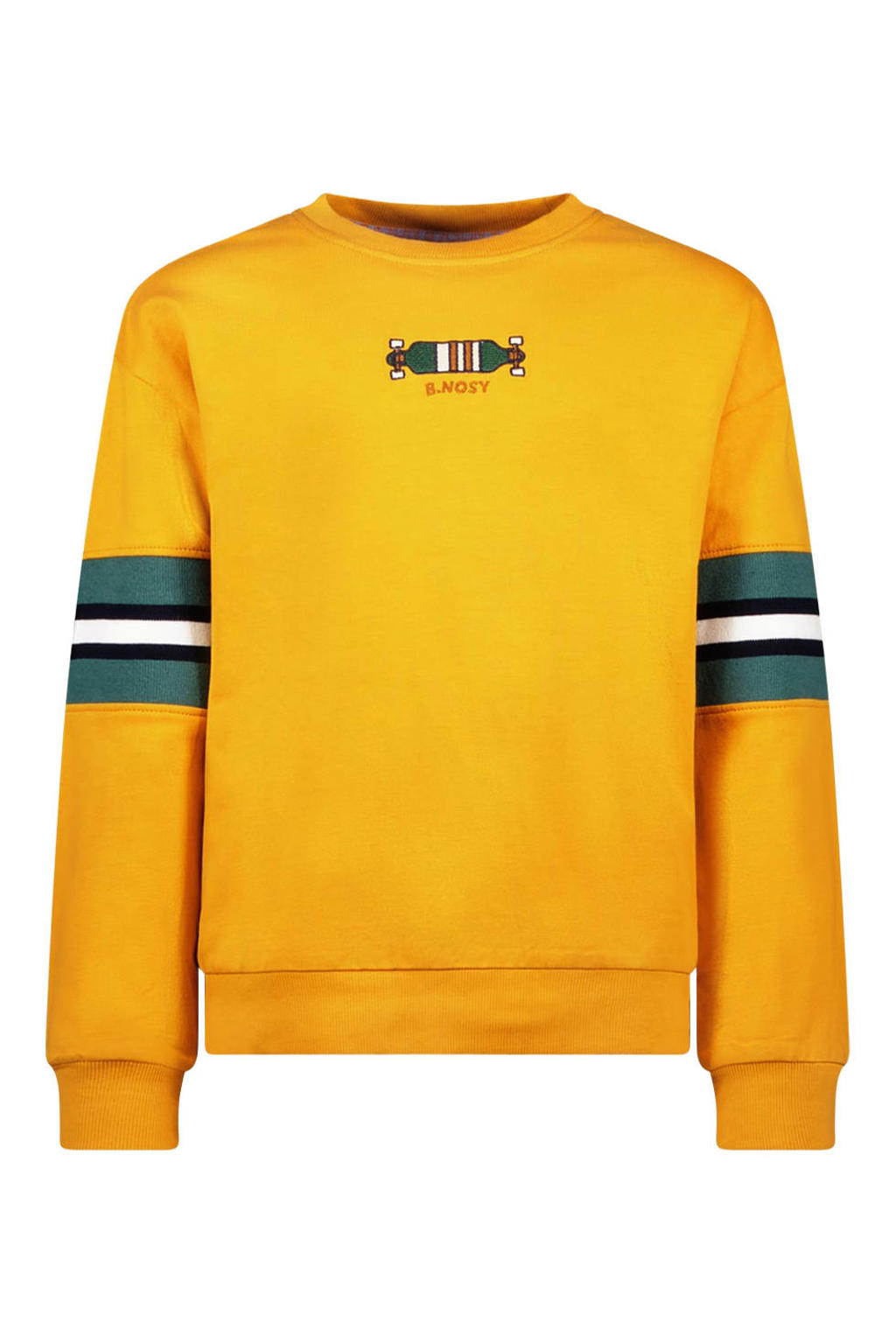 Gele jongens B.Nosy sweater van katoen met printopdruk, lange mouwen, ronde hals en geribde boorden