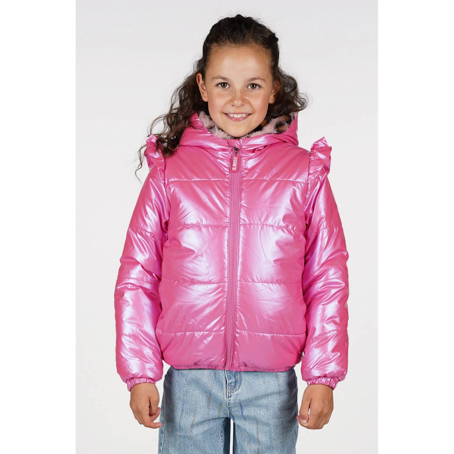 B.Nosy reversible imitatiebont jas roze