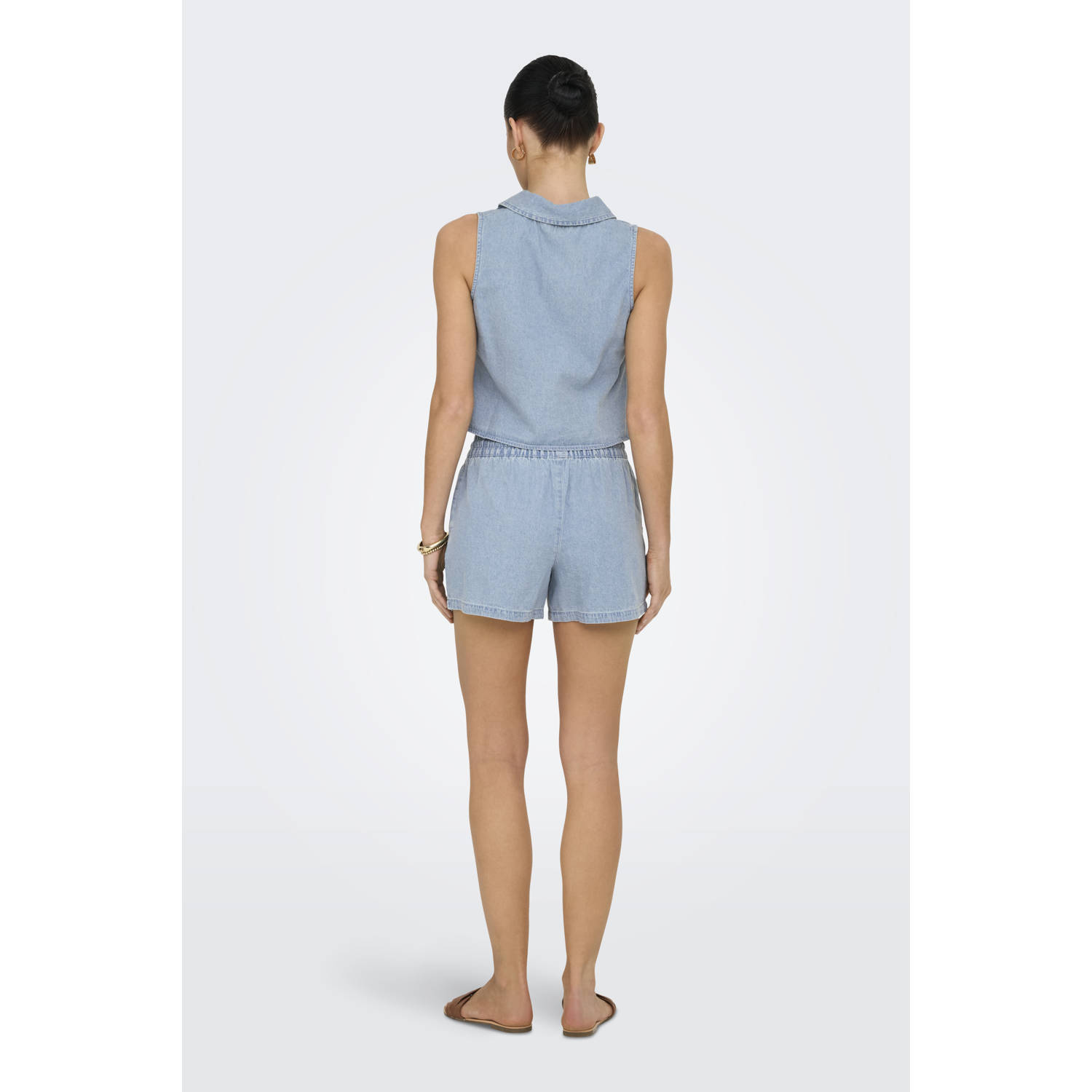 JDY straight regular waist casual short lichtblauw