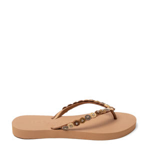  teenslippers met kraaltjes beige