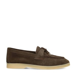 suède loafers donkerbruin