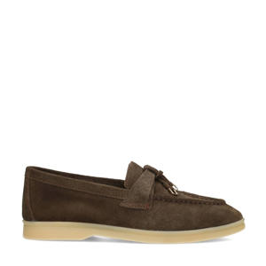 suède loafers donkerbruin
