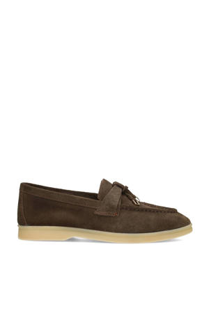 suède loafers donkerbruin