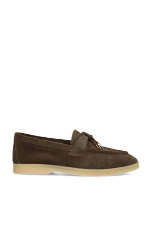 suède loafers donkerbruin