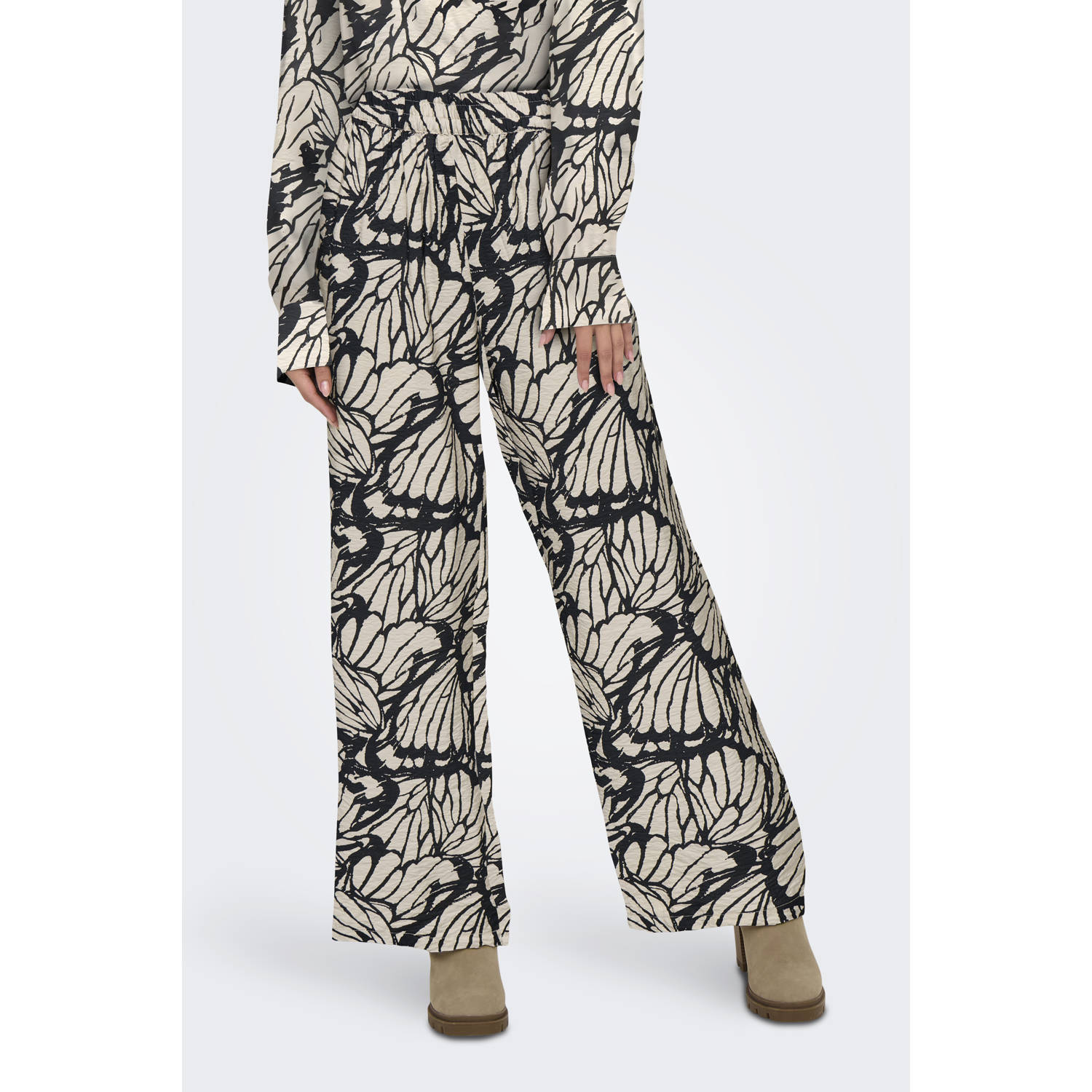 JDY straight regular waist casual broek zwart