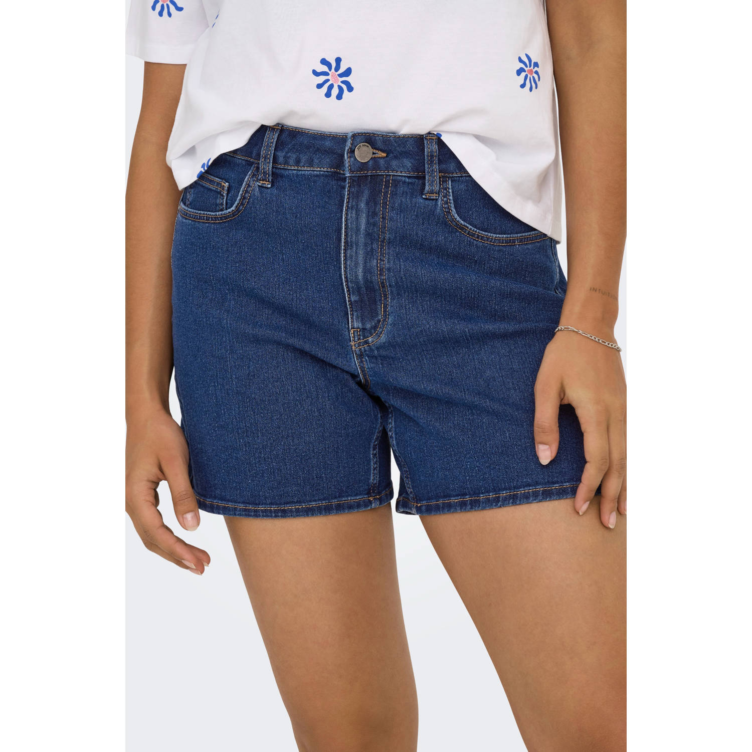 JDY denim slim regular waist short dark blue denim