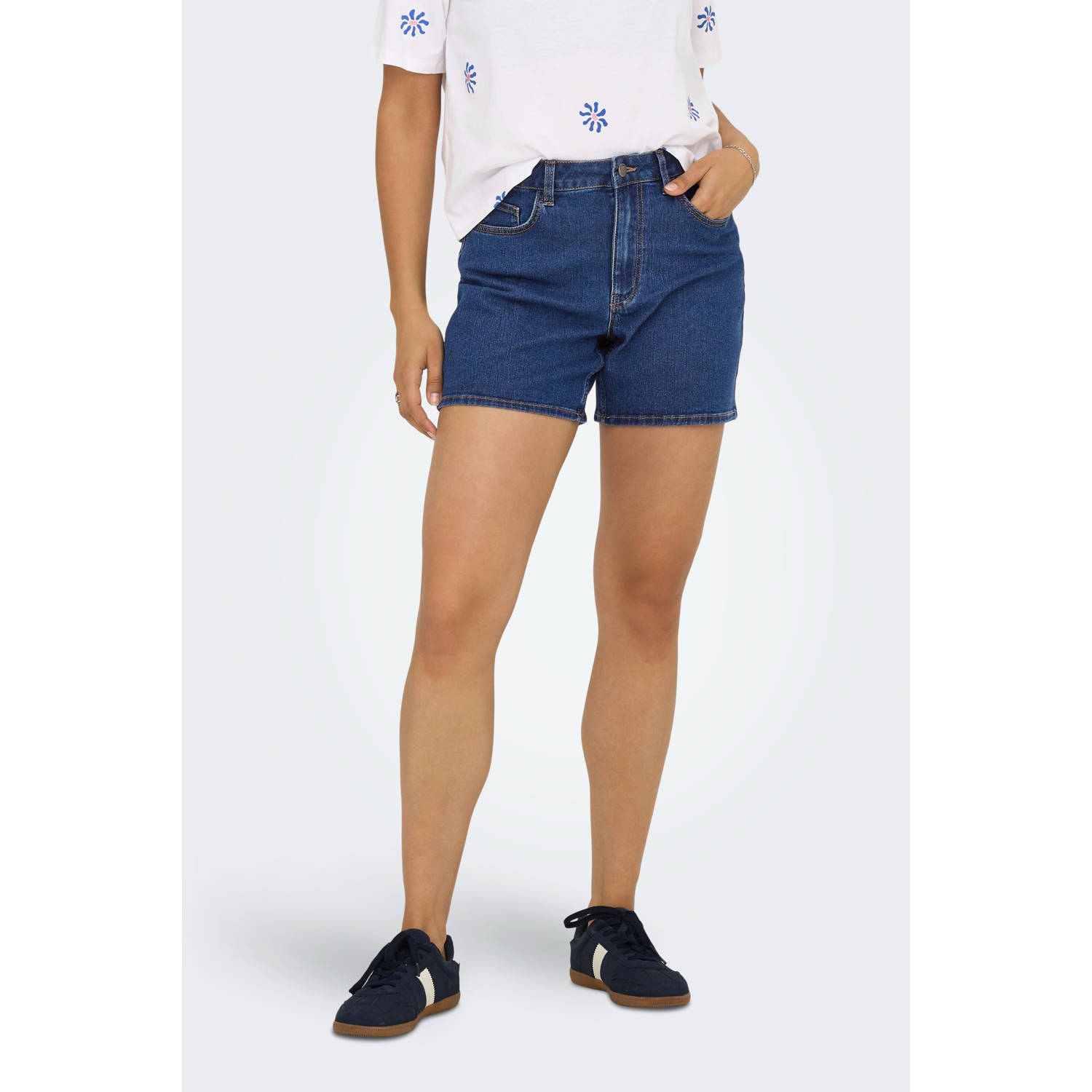 JDY denim slim regular waist short dark blue denim