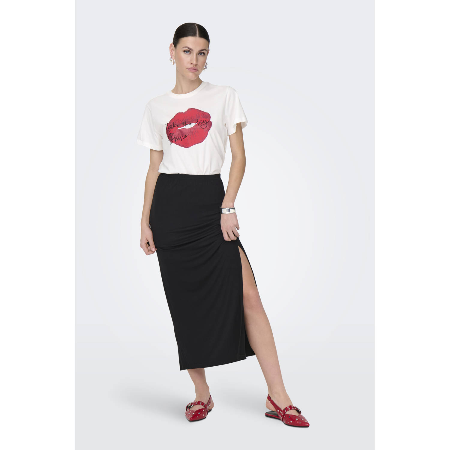 JDY midi rok zwart