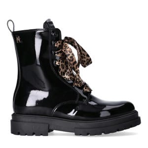lak veterboots zwart