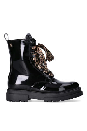 lak veterboots zwart