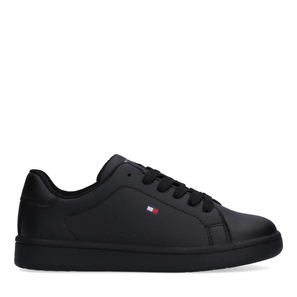 Zwarte jongens Tommy Hilfiger sneakers van 100% pu met veters