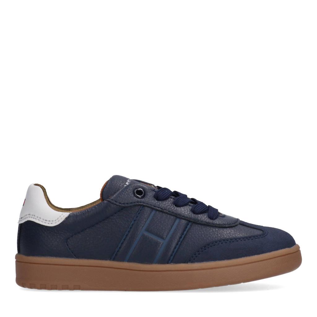 Donkerblauwe jongens Tommy Hilfiger sneakers van 100% pu met veters