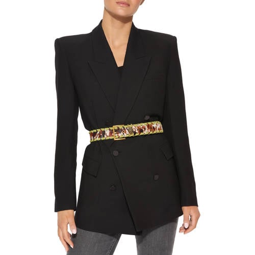 Kurt Geiger leren riem met koeienprint Shoreditch/ecru afbeelding