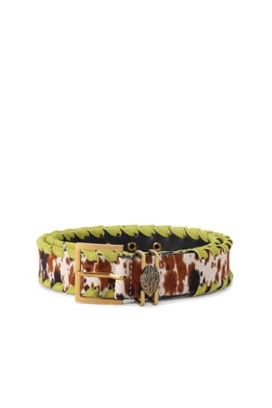 leren riem met koeienprint Shoreditch/ecru