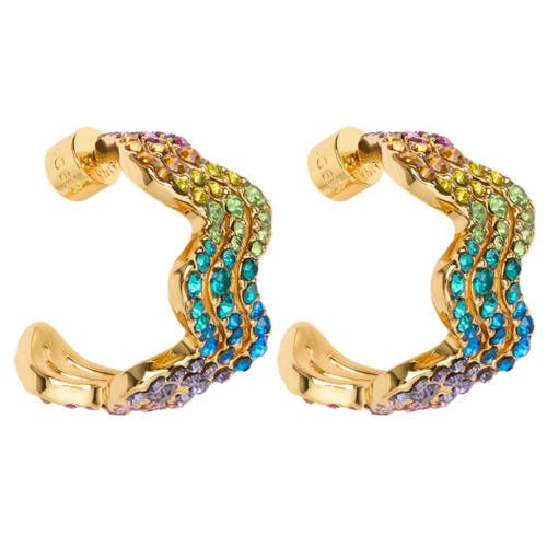 Kurt Geiger oorbellen Rainbow Wave Huggies met strass goudkleurig afbeelding