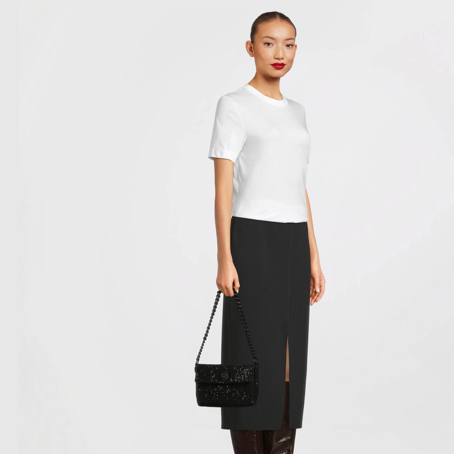 Kurt Geiger mini schoudertas met strass zwart