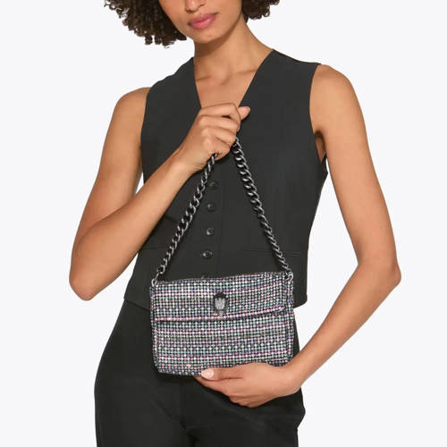 Kurt Geiger schoudertas Party met strass zilverkleurig afbeelding