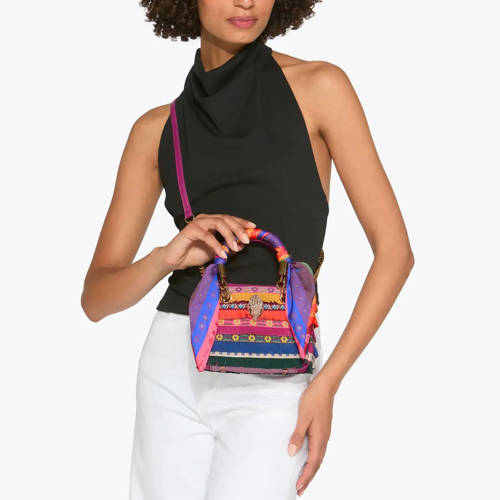 Kurt Geiger suède mini handtas Square Kensington met franjes multi afbeelding