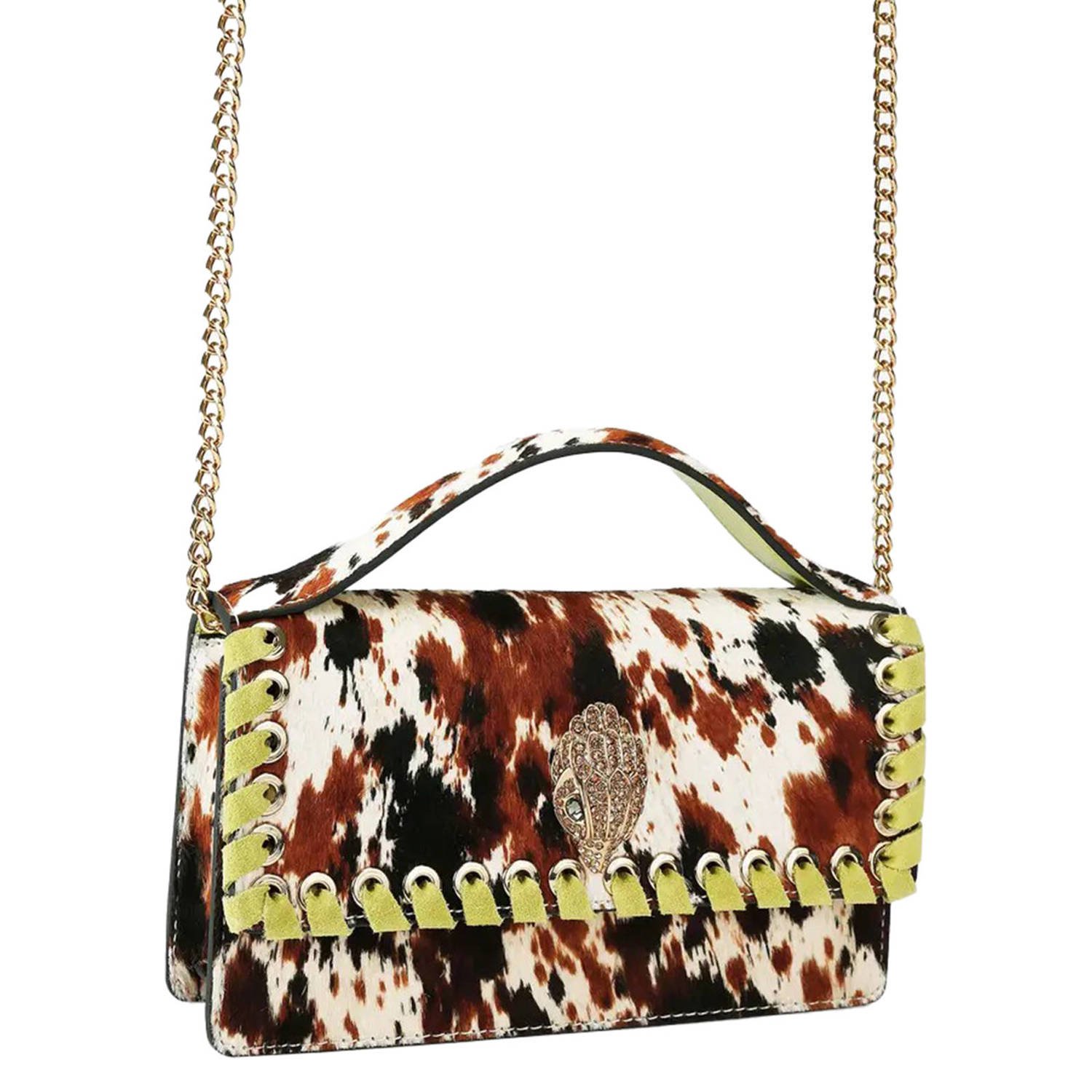 Kurt Geiger leren crossbody tas met koeienprint bruin