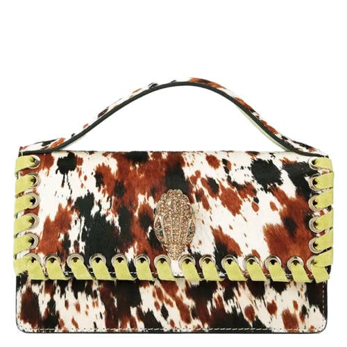 Kurt Geiger leren crossbody tas met koeienprint bruin afbeelding