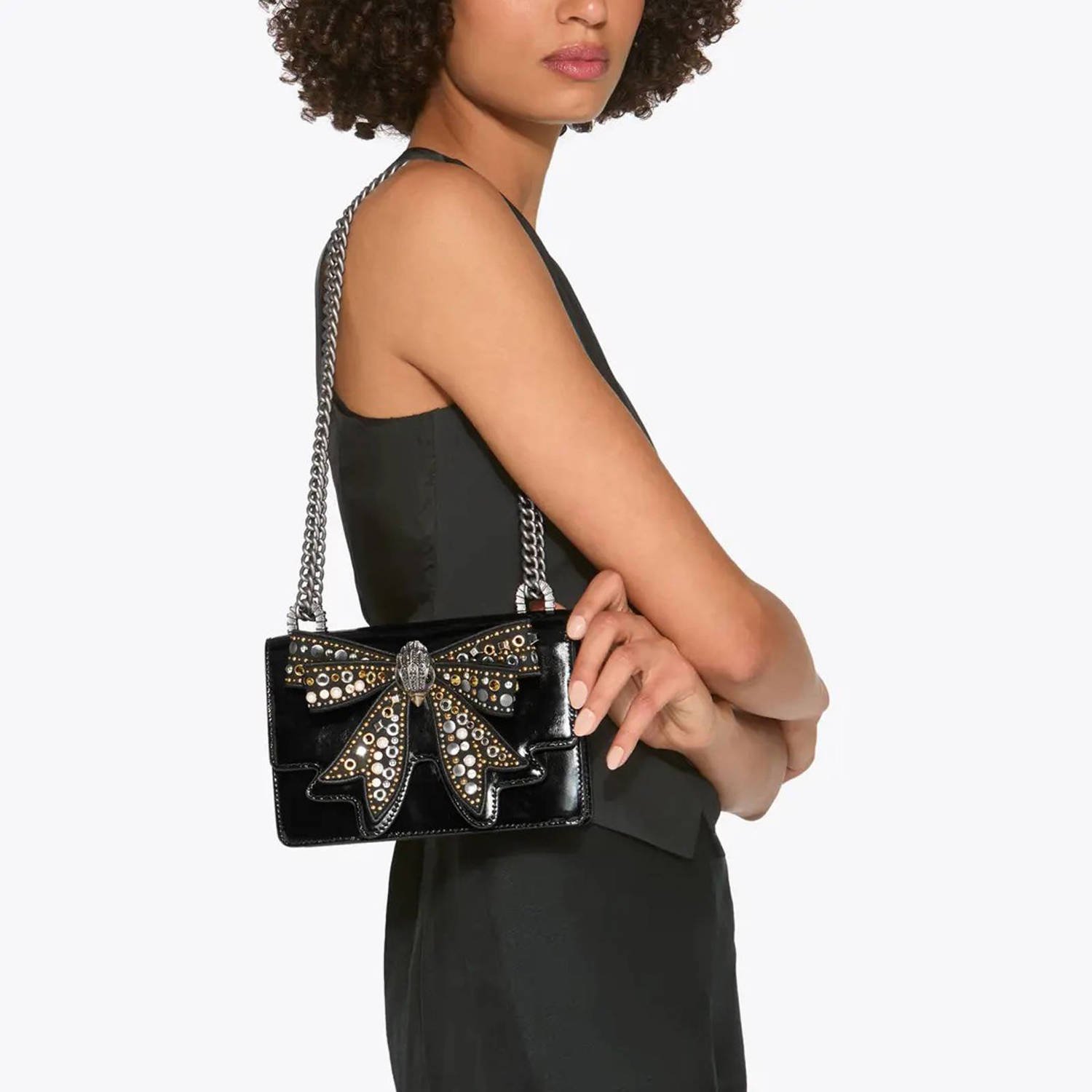 Kurt Geiger leren crossbody tas Shoreditch met strass zwart