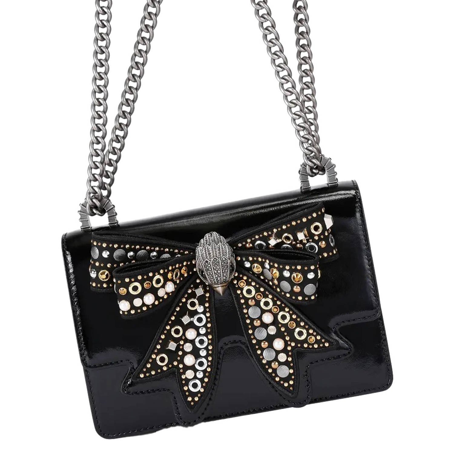 Kurt Geiger leren crossbody tas Shoreditch met strass zwart
