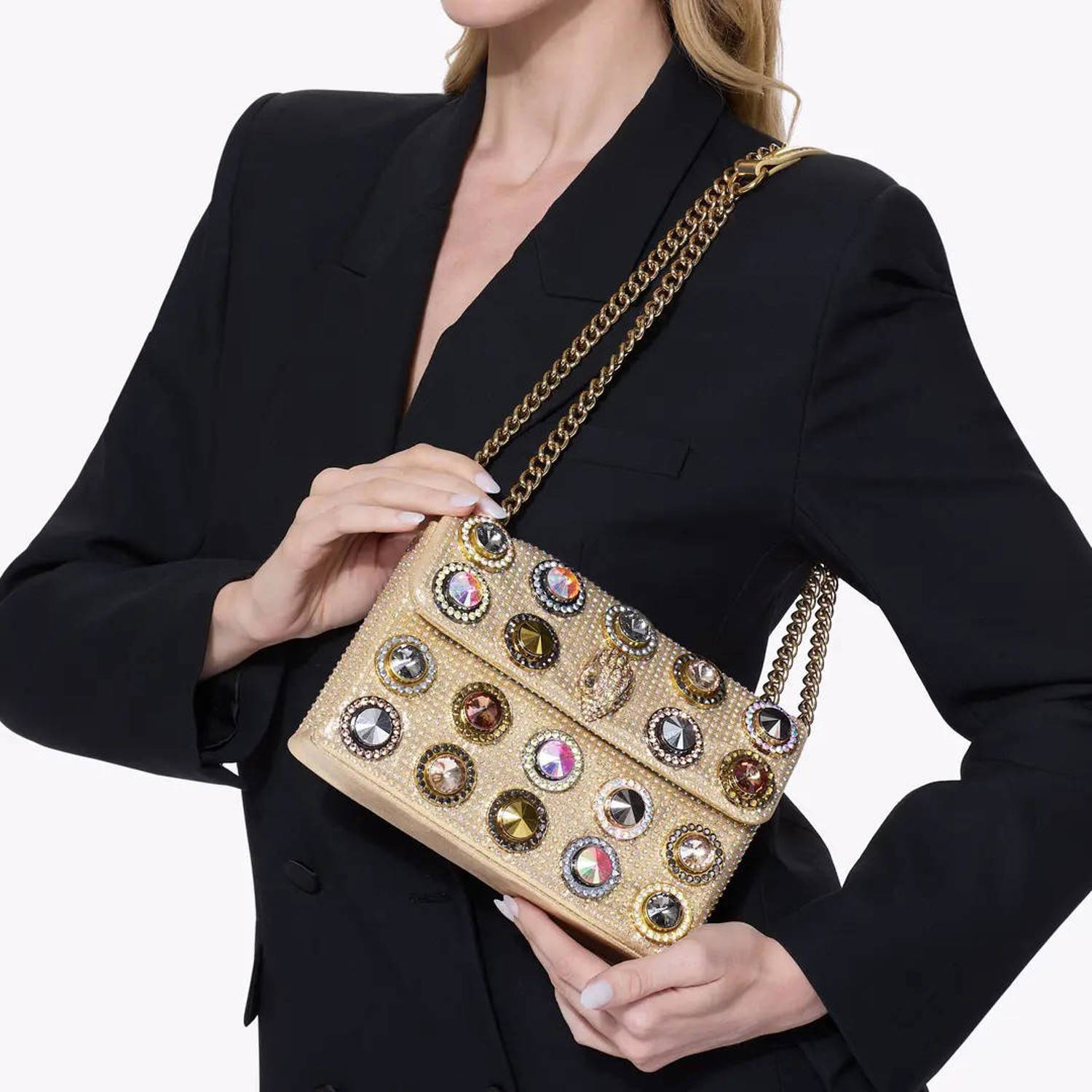 Kurt Geiger crossbody tas Kensington met sierstenen goudkleurig