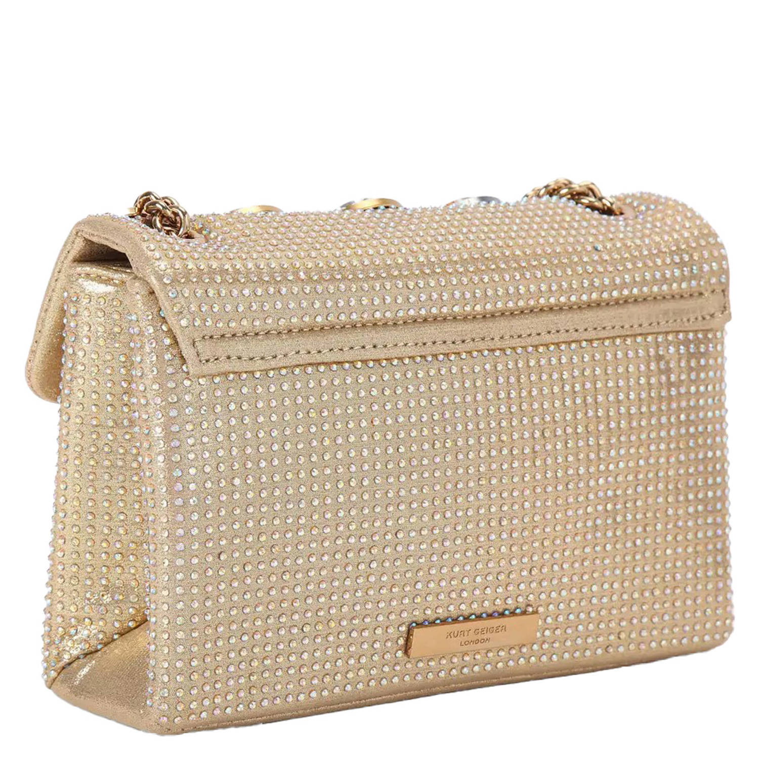 Kurt Geiger crossbody tas Kensington met sierstenen goudkleurig