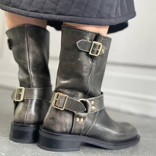 Copenhagen Shoes Heartbeat leren bikerboots zwartgrijs afbeelding