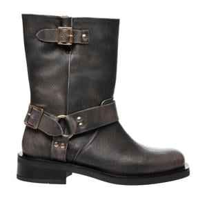Heartbeat leren bikerboots zwartgrijs