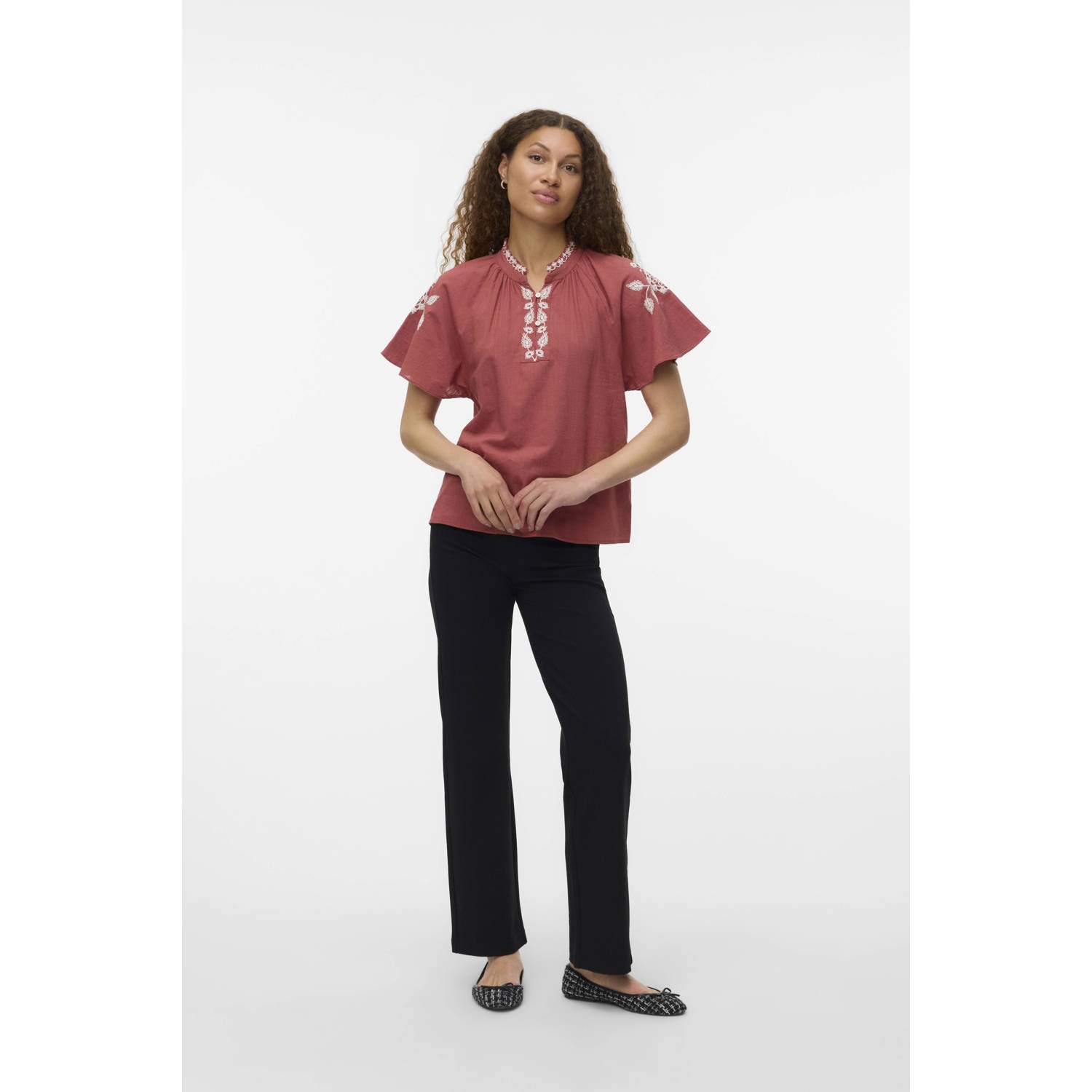 VERO MODA top bruin broderie