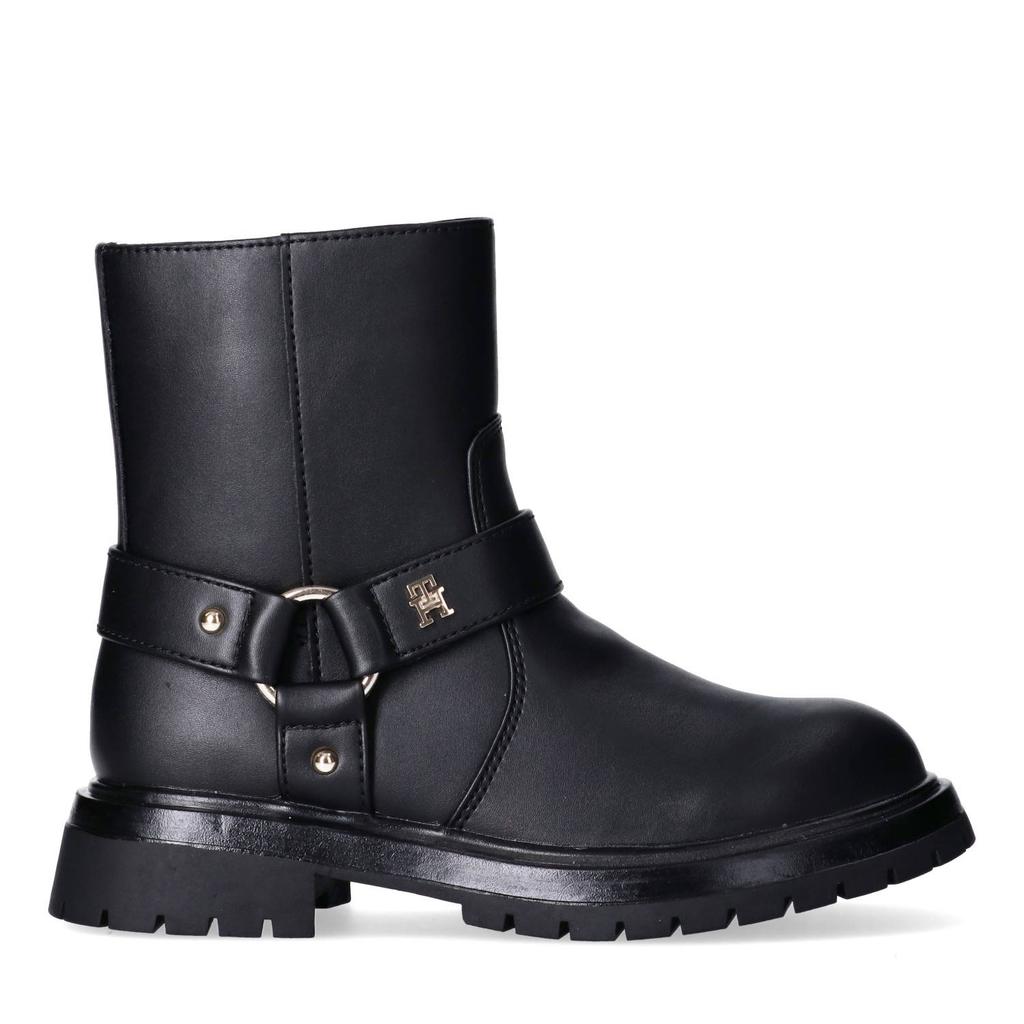 Zwarte meisjes Tommy Hilfiger bikerboots van imitatieleer met ritssluiting