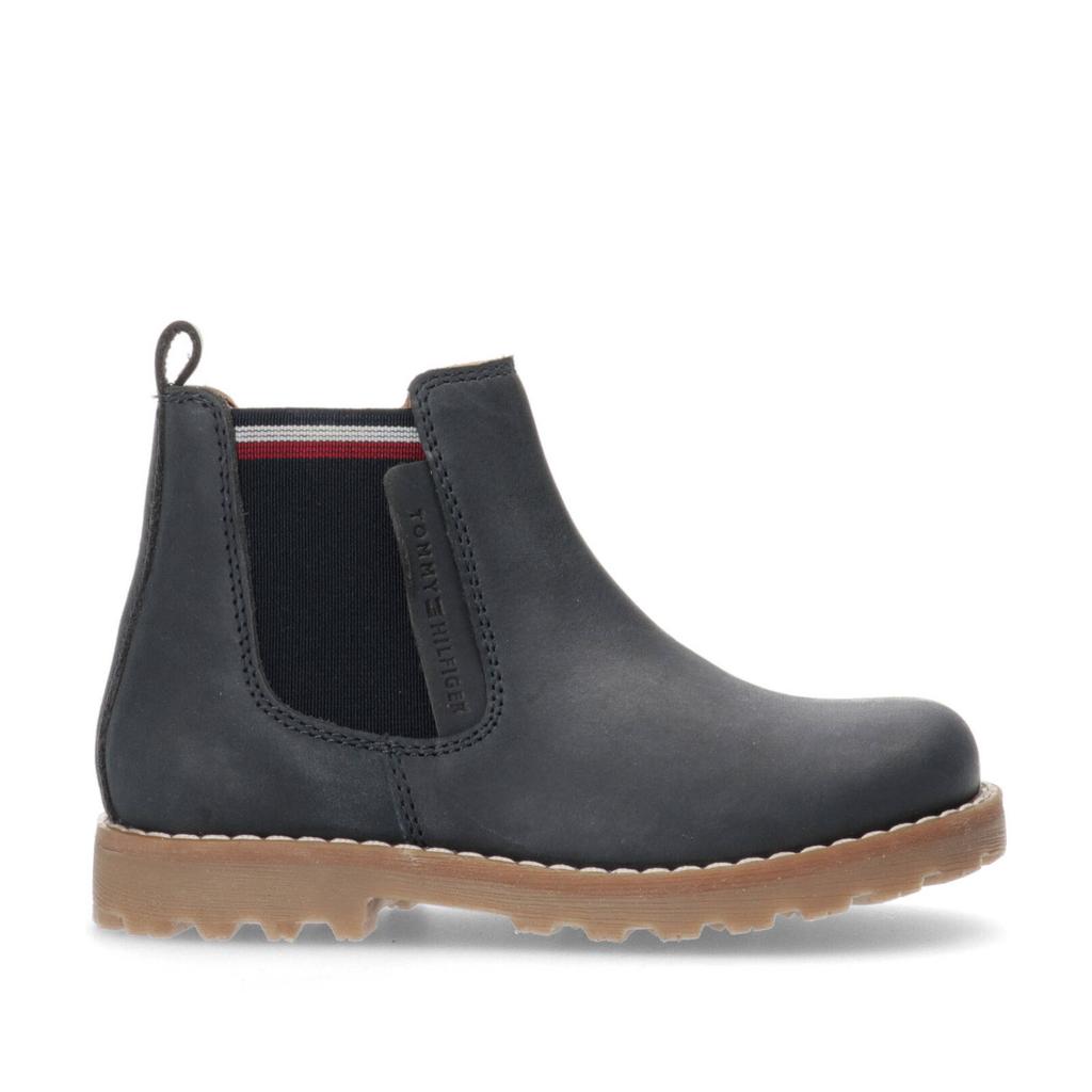 Donkerblauwe jongens Tommy Hilfiger chelsea boots van nubuck met ritssluiting